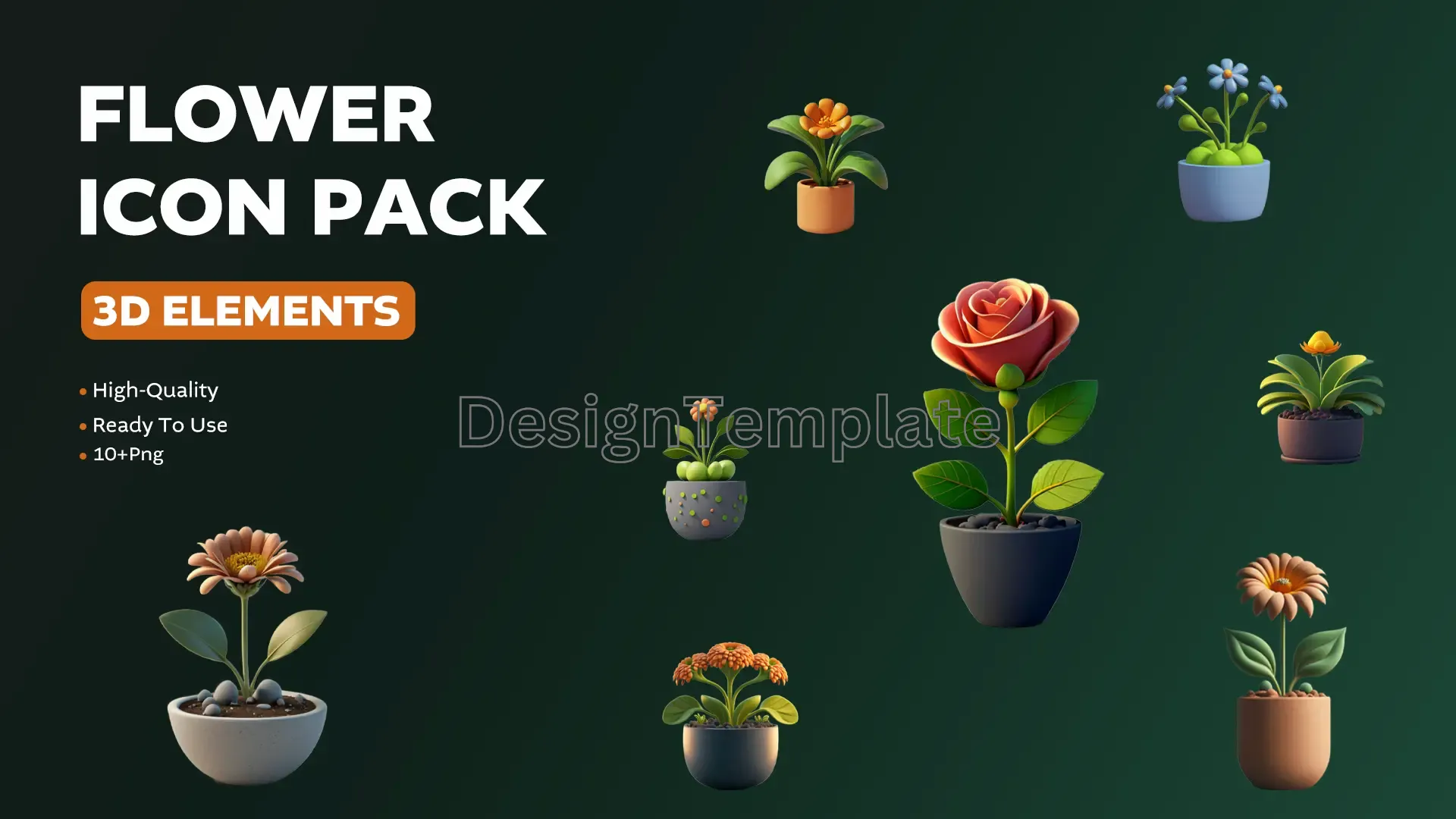 Blossom Bunch Flower Icon Pack 3D Elements Collection